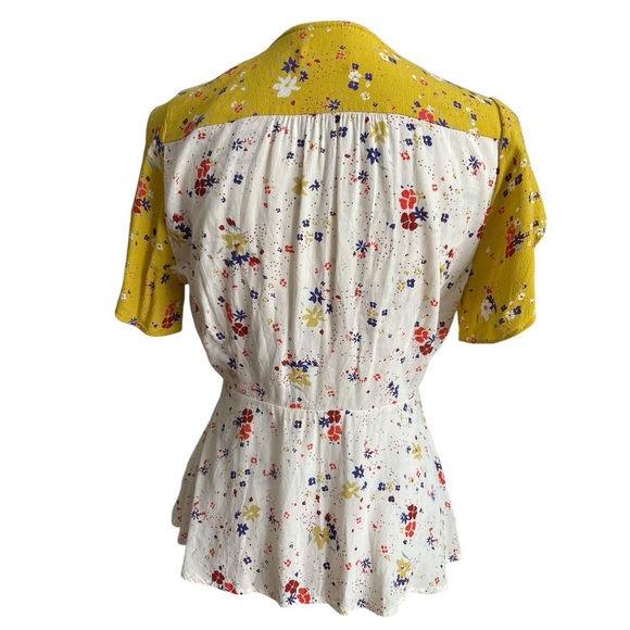 ANTHROPOLOGIE Meadow Rue wrap top, colorful, contrast sleeves, size 8 - Picture 4 of 9